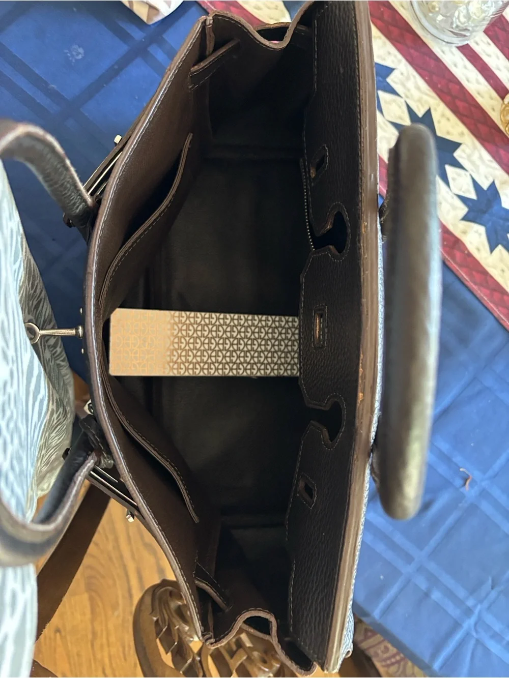 Dark brown  Pebbled Leather Top-Handle Satchel.